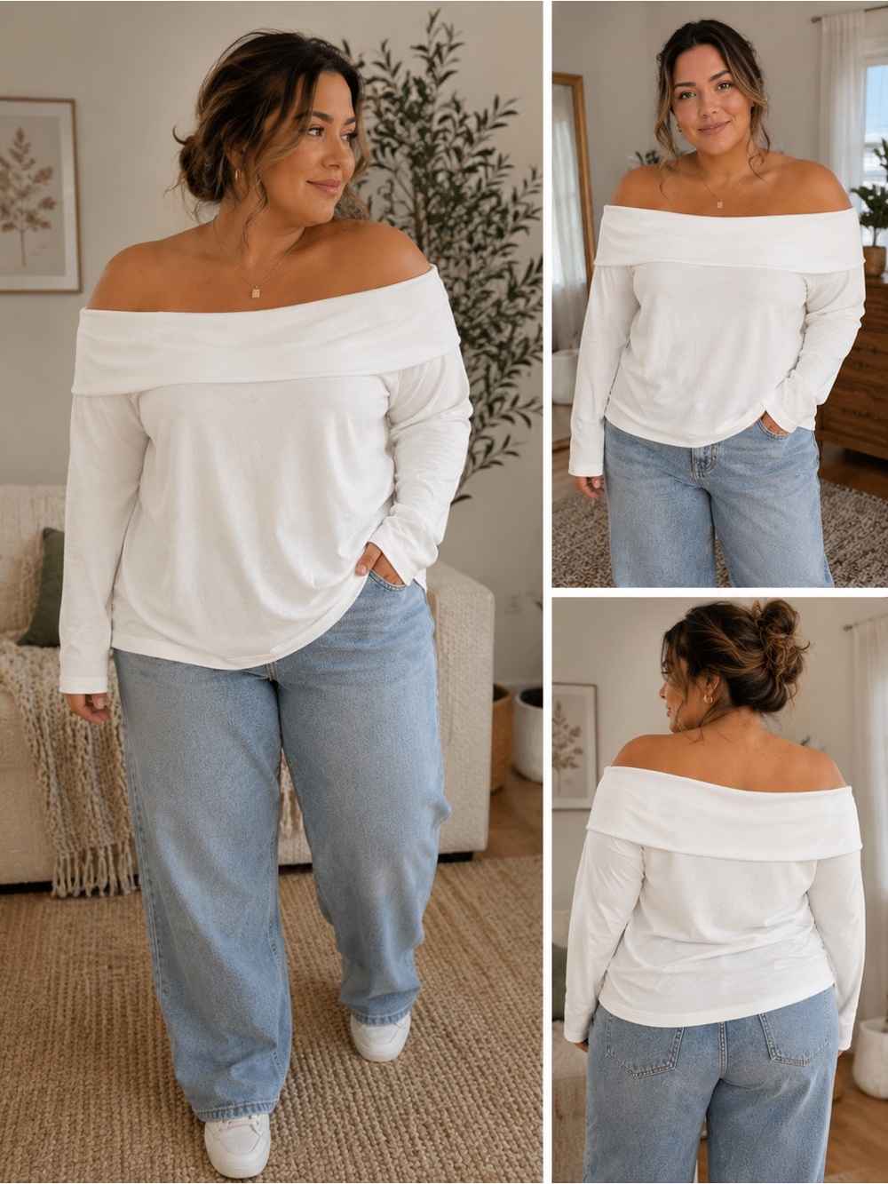LOFT Off-the-Shoulder White Sweater Women’s XL